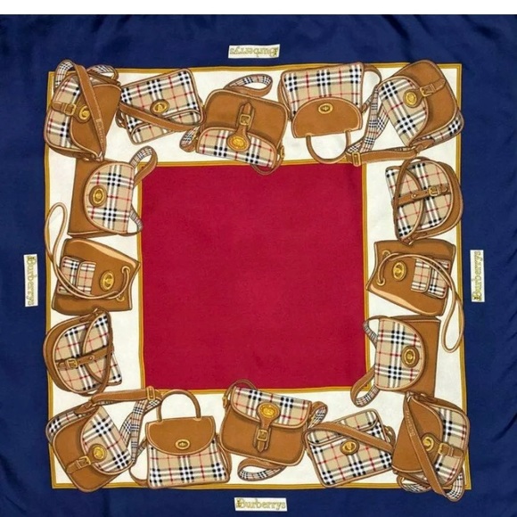 auth BURBERRY re-issue HANDBAGS silk SCARF 34" - Picture 3 of 7